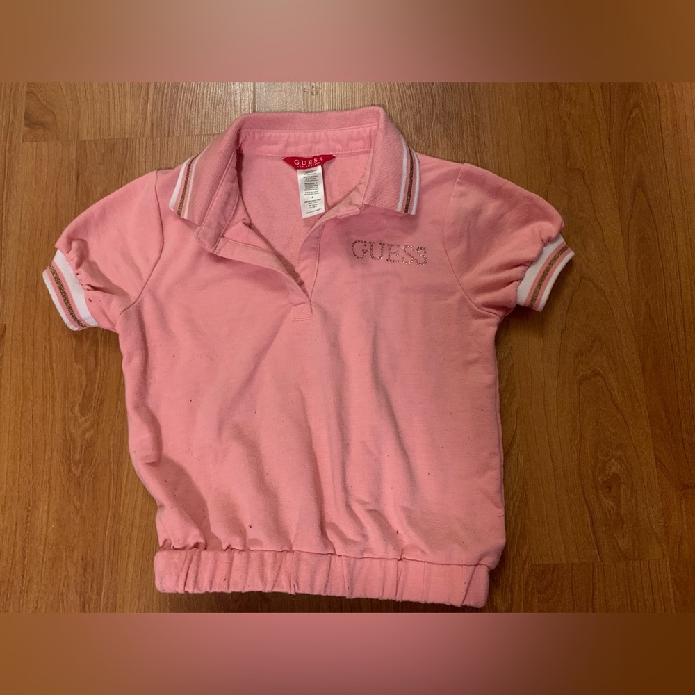 guess pink kids crop top